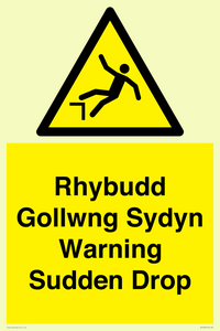 Rhybudd Gollwng Sydyn Warning Sudden Drop